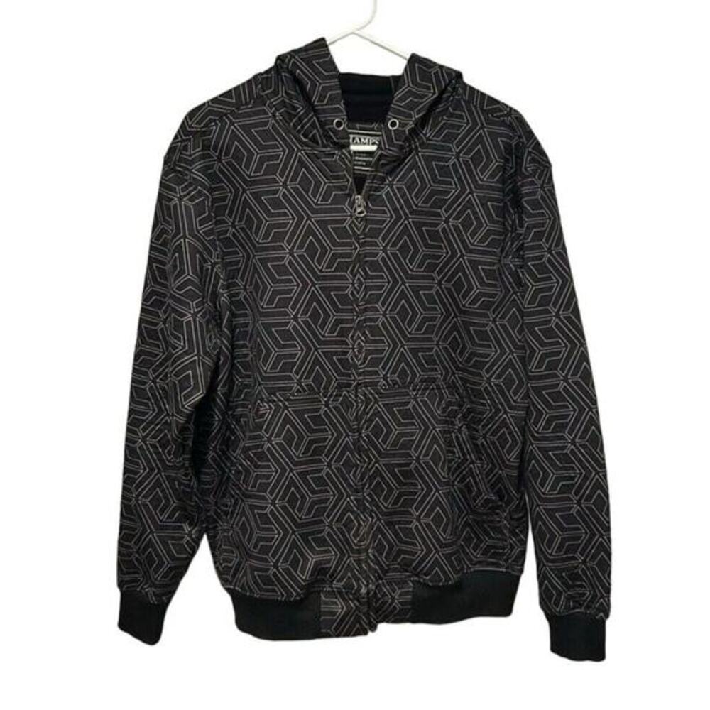 Champs Jacket Hooded Fleece Lined Coat Black Small‎ Blokecore Skater Geometric